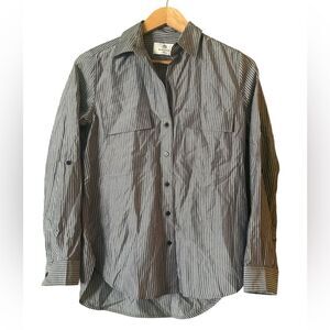 Aritzia Babaton Striped Black White Button Down Shirt Sz 2XS